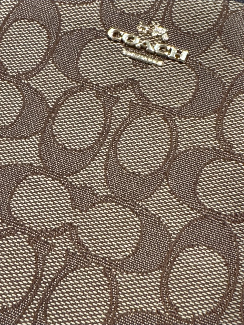 Coach Bag Kitt Brown Signature Canvas Leather Trim Crossbody Bag